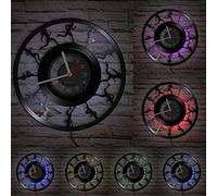 Timethink 12 Inch Marathon Runner Silhouette LED Vinyl Record Wall Clock with 7 Colors Changing Silent Non Ticking, Sports Running Athlete Hanging Night Light Decorative Wall Clock Clock Clock for