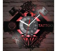 Timethink 12 Inch Tattoo Studio Sign LED Vinyl Record Wall Clock with 7 Colors Changing, Tattoo Sign for Window Wall Clock Watch for Tattoo Shop Decor Labor Day Tattoo Artist Hipster Men Gift