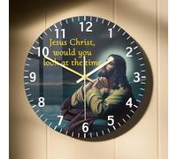 Timethink 15'' Jesus Would You Look at the Time Wall Clock, Bible Verse Scripture Abstract Art Prayer Clock Silent Quartz Non Ticking Battery Operated for Bedroom Living Room Christian Religious Gift
