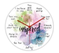 Timethink 15'' Positive Thinking Inspiring Words Wall Clock, Silent Non Ticking Battery Operated Encouraging Words Motivational Hard Work Wall Clock Entrepreneur Clock Wall Watch for Office Classroom