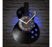 Timethink Acoustic Guitar 12" LED Vinyl LP Wall Art Wall Clock 7 Colors Musical Instrument Bedroom Home Interior Wall Decor Vinyl Record Night Light Wall Clock Rock N Roll Music Gift for Men Cave