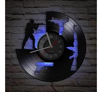 Timethink Bullet Time Wall Clock, 7 Color Changing Army Gun Vinyl Wall Watch Clock Silent Non Ticking Battery Operated LED Night Light Wall Clock for Military Soldiers Retirement Memorial Gift(12inch)