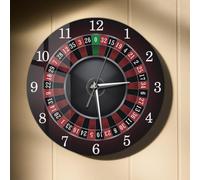 Timethink Gambling Wall Clock, 15 Inch Poker Roulette Wall Clock Vintage Decorative Las Vegas Game Room Clock Silent Movement Battery Operated Casino Gift for Card Room Man Cave Bedroom Living Room