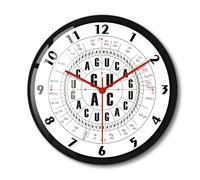 Timethink mRNA Condon Wheel Printed Wall Clock with Metal Frame, 12 Inch Genetics Biochemistry Science Genetic Code Wall Art Clock Molecular Biology Decorative Wall Watch Clock for Bedroom Kitchen