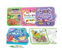 Timetome Reusable Water Painting Book, Magic Watercolor Books with Pen Fairy Tale, Just Add Water, Animal & Dinosaur Themes Boost Focus, Fine Motor Skills, Imagination (A Set(4Pcs))