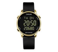 TIMEURE Pedometer Watch for Women, Step Counter for Walking No App/Phone Required Step Counter, Waterproof Calorie Tracker, Distance Tracking, Alarm, Large Digital Display, TU-2509 (Gold Black)