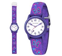 Timever Kids Analog Watches for Girls Boys with Soft Elastic Fabric Band Learning Time Waterproof Watch for Kids Age 3-12 Years Old Gift for Toddler, L6661p-purplebutterfly-jy, Strap.