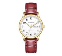 Timever Men's Analogue Quartz Watch with Leather Strap, 3 Hands, Date,3 ATM Waterproof, Big Numbers, Gift Idea for Friends, 02 Brown White Gold