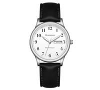 Timever Men's Analogue Quartz Watch with Leather Strap, 3 Hands, Date,3 ATM Waterproof, Big Numbers, Gift Idea for Friends, 01 Black White