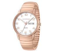 Timever Men's Quartz Watch Analogue with Stainless Steel Pull Strap, Date, Large Numbers, Easy to Read Dial, Gift for Man and Friend, 06 Rose White, Bracelet