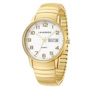 Timever Men's Quartz Watch Analogue with Stainless Steel Pull Strap, Date, Large Numbers, Easy to Read Dial, Gift for Man and Friend, 03 Gold White, Bracelet
