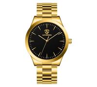 Timever Men's Quartz Watch Analogue with Stainless Steel Strap, 3 ATM Waterproof, Includes Tool for Adjustment, Gift for Man and Friend, 03 Gold Black