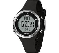 Timever Women's Watch with Silicone Strap, Digital Watch with Alarm, Stopwatch, Date, Light, Timer, Two Zones, Snooze, 02 Black Silver