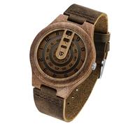 Timever Wooden Watches for Men Handmade Unique Design with Leather Strap, Analog Quartz Mens Watch, Gift for Men, L5501MB-Roulette-A