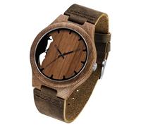 Timever Wooden Watches for Men Handmade Unique Design with Leather Strap, Analog Quartz Mens Watch, Gift for Men, L5501MB-Woodpecker-A