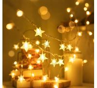 Timewanderer Star Warm White Led String Fairy Light AA Battery Operated Bright LED Lights Decorative Lights Clear Wire for Christmas DIY (5M 50 Stars)