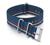 Timex 20mm Fabric Double-Layer Slip-Thru Strap Blue & Brown Stripe with Silver-Tone Buckle, Blue/Brown Stripe/Silver-Tone