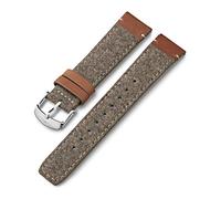 Timex 20mm Fabric & Genuine Leather Strap - Tan & Brown with Silver-Tone Buckle, Tan/Brown/Silver-Tone, Traditional