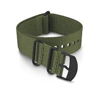 Timex 22mm Fabric Double-Layer Slip-Thru Strap - Black with Black Buckle, Green/Black, 22 mm, Modern