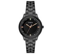 TIMEX 3 Hands Women Analog Dial Coloured Quartz Watch, Round Dial with 30 mm Case Width, Black, EL149SMU04