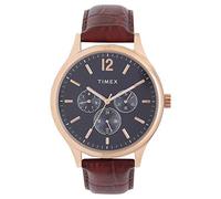 TIMEX Analog Watch for Man with Blue Round Dial & Brown Leather Strap Band Water Resistant Men's Wrist Watches - TWEG18404