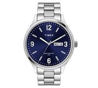 TIMEX Analog Watch for Man with Blue Round Dial & Silver Stainless Steel Bracelet Band Water Resistant Men's Wrist Watches - TWEG18420