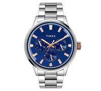 TIMEX Analog Watch for Man with Blue Round Dial & Silver Stainless Steel Bracelet Band Water Resistant Men's Wrist Watches - TWEG19909