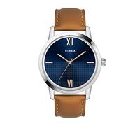 TIMEX Analog Watch for Man with Blue Round Dial & Tan Leather Strap Band Water Resistant Men's Wrist Watches - TWTG31SMU01