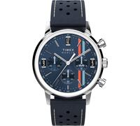 Timex Men's Marlin Chronograph Tachymeter 40 mm Watch - Blue Leather Strap with Blue Dial and Stainless Steel Case TW2W99000