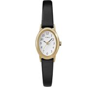 Timex Classic Women's Quartz Watch with White Dial Analogue Display and Black Leather Strap T21912PF