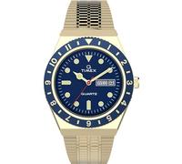 TIMEX Diver Inspired Analog Watch for Man with Blue Round Dial & Gold Stainless Steel Bracelet Band Water Resistant Men's Wrist Watches - TW2U62000U9