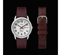 Timex Easy Reader 35mm Men's Watch T20041 - Day-Date White Dial Brown Leather