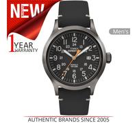Timex Expedition Scout Black Dial Leather Indigo Night Light Watch TW4B01900