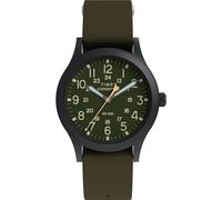 Timex Expedition Scout Men's 36.5mm Green Slip Thru Single Layer Green Dial Black Case Watch