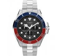 Timex Gents Harborside Coast Multifunction Black Dial Stainless Steel Watch