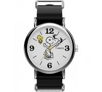 Timex Gents Peanuts Weekender Snoopy Black Leather Strap Watch