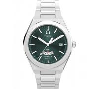 Timex Gents Q Timex Continental GMT Green Dial Stainless Steel Watch
