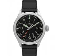 Timex Gents Waterbury Ace Black Dial Black Leather Strap Watch