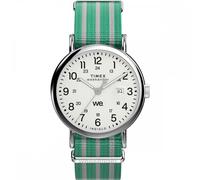 Timex Gents Weekender Green Stripe Fabric Strap Watch