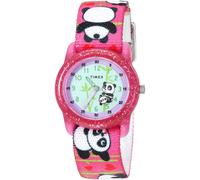 Timex Girls TW7C77100 Time Machines Pink/Pandas Elastic Fabric Strap Watch