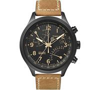 Timex Intelligent Quartz Men's Quartz Strap Watch with Black Dial Chronograph Display and Brown Leather