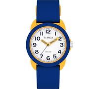 Timex Kids Time Machines 30 mm Watch, Blue Silicone Strap White Dial Yellow Case TW2W92100