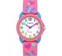 Timex Kids Time Teacher Pink & Blue Hearts and Butterflies Silicone Strap Watch