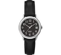 Timex Ladies Easy Read Watch T2N525PF with Black Dial and Black Leather Strap