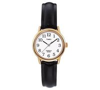 Timex Ladies Watch with White Dial and Black Leather Strap - T20433PF T20433PF Gold