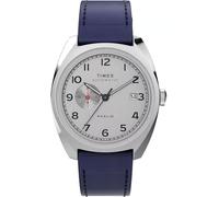Timex Marlin Automatic Watch Silver Dial Blue Leather Band TW2V61900
