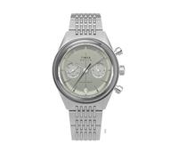 Timex Marlin Jet 40mm Men's Chronograph Watch - Silver Strap - Green Dial - Silver Case