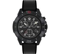 Timex Men's Expedition North Chronograph 42 mm Watch - Black Leather - Vegan Two-Piece Quick Release Strap Black Dial Black Case TW2W16000