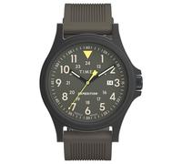 Timex Men s Expedition Acadia 40mm Watch Gunmetal Silicone Strap Green Dial
