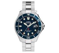 Timex Men's Analogue Quartz Watch Stainless Steel Strap Deep Water Meridian